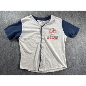 Vintage 1993 New York Yankees Competitor Baseball Jersey Mens Large Grey Navy